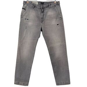 Diesel Men's Combat RR55 Jeans Gray Sz 33x28.5 Distressed Tapered Straight Leg
